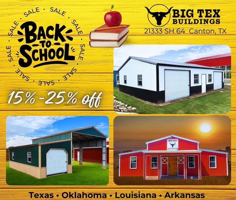 back to school metal building sale graphic