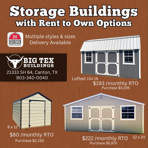 rent to own storage buildings including Derksen Portable Buildings